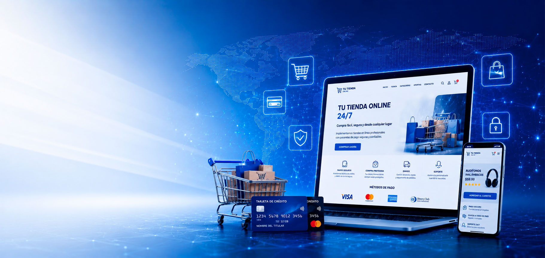 IMPLEMENTACIÓN</br>DE TIENDAS EN LÍNEA